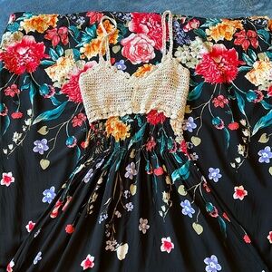 Floral Dress with Knitted Top